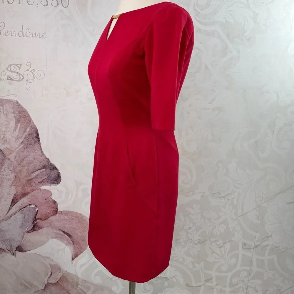 Tahari Arthur S. Levine red classy dress Size 2 Petite - Picture 4 of 13